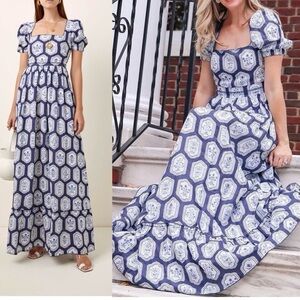 RARE NWOT Agua By Agua Bendita Pomelo Riviera Floral Linen Maxi Dress Size M